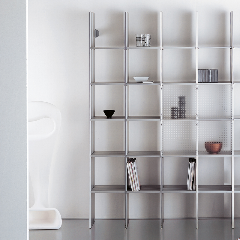 Mas 36 Servetto modular aluminium bookcase - white aluminium-white opale 2